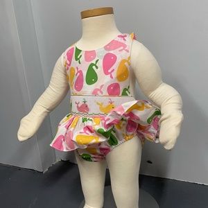 Claire & Charlie Hand Smocked Whale Sunsuit Romper NWT